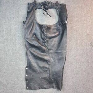 Open Road Wilsons Leather Motorcycle Chaps Size L Black Biker‎ Riding